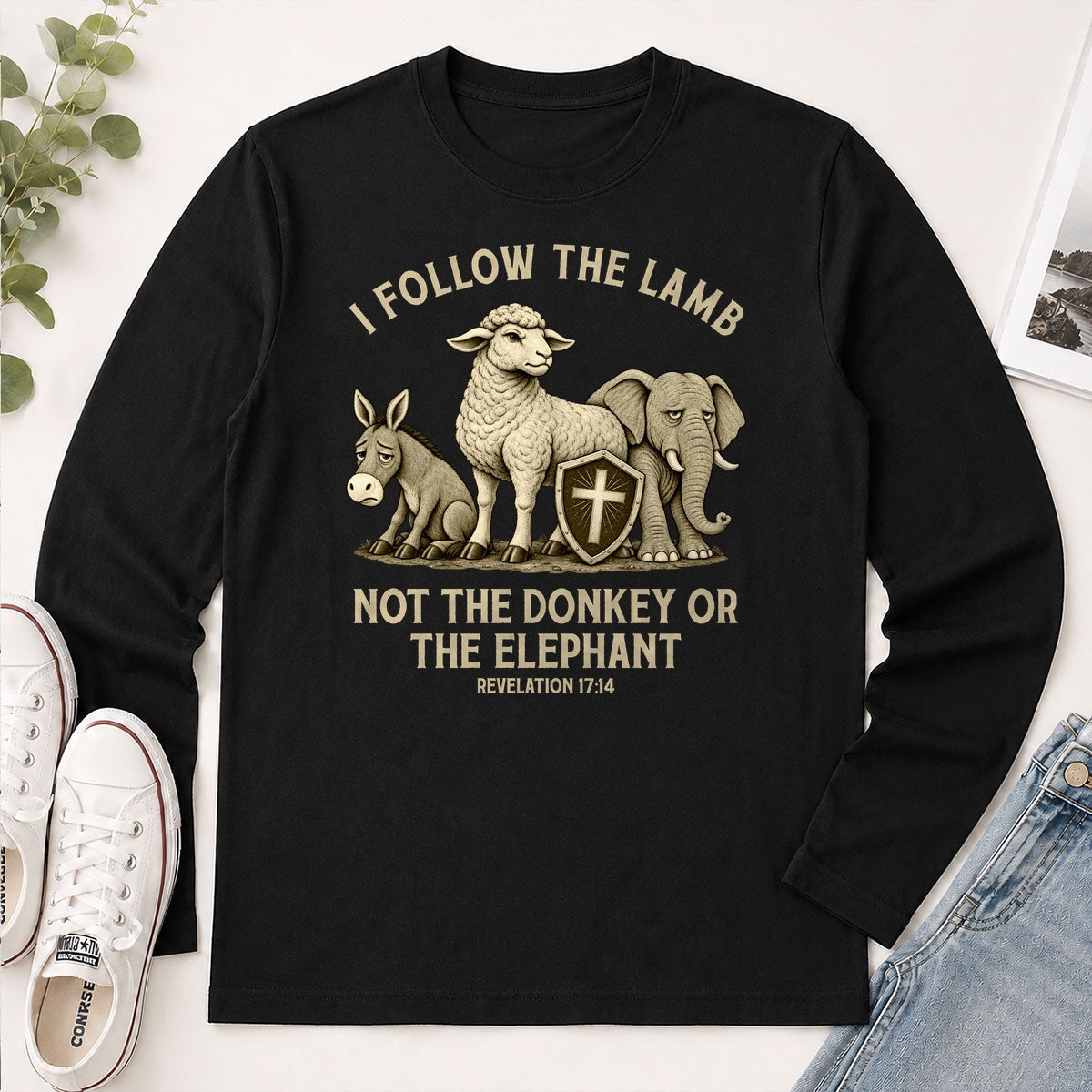 I Follow The Lamb Not The Donkey Or The Elephant, Gift For Christian - 2D Unisex Long Sleeve