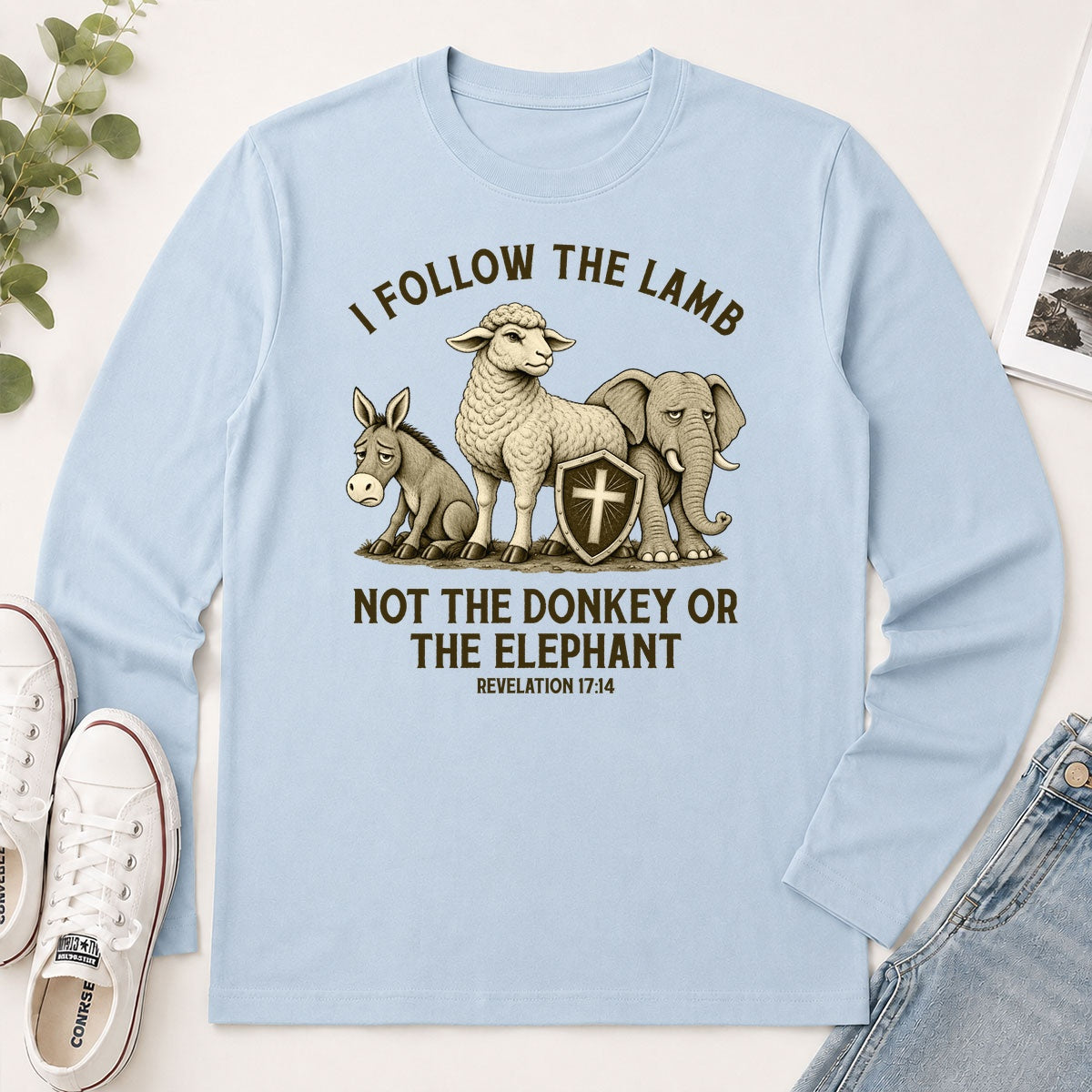 I Follow The Lamb Not The Donkey Or The Elephant, Gift For Christian - 2D Unisex Long Sleeve