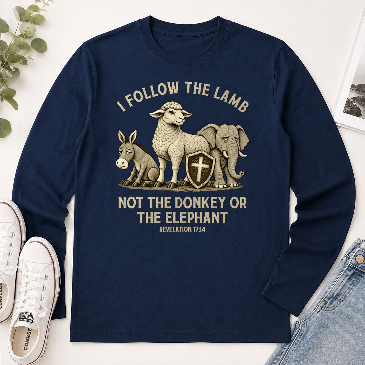 I Follow The Lamb Not The Donkey Or The Elephant, Gift For Christian - 2D Unisex Long Sleeve