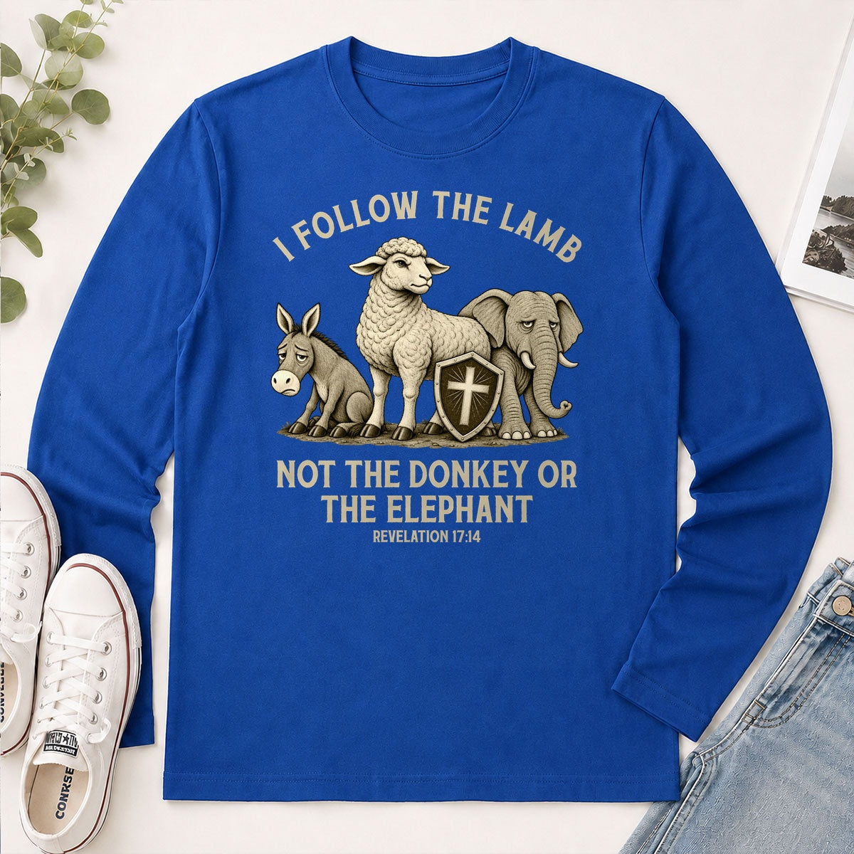 I Follow The Lamb Not The Donkey Or The Elephant, Gift For Christian - 2D Unisex Long Sleeve