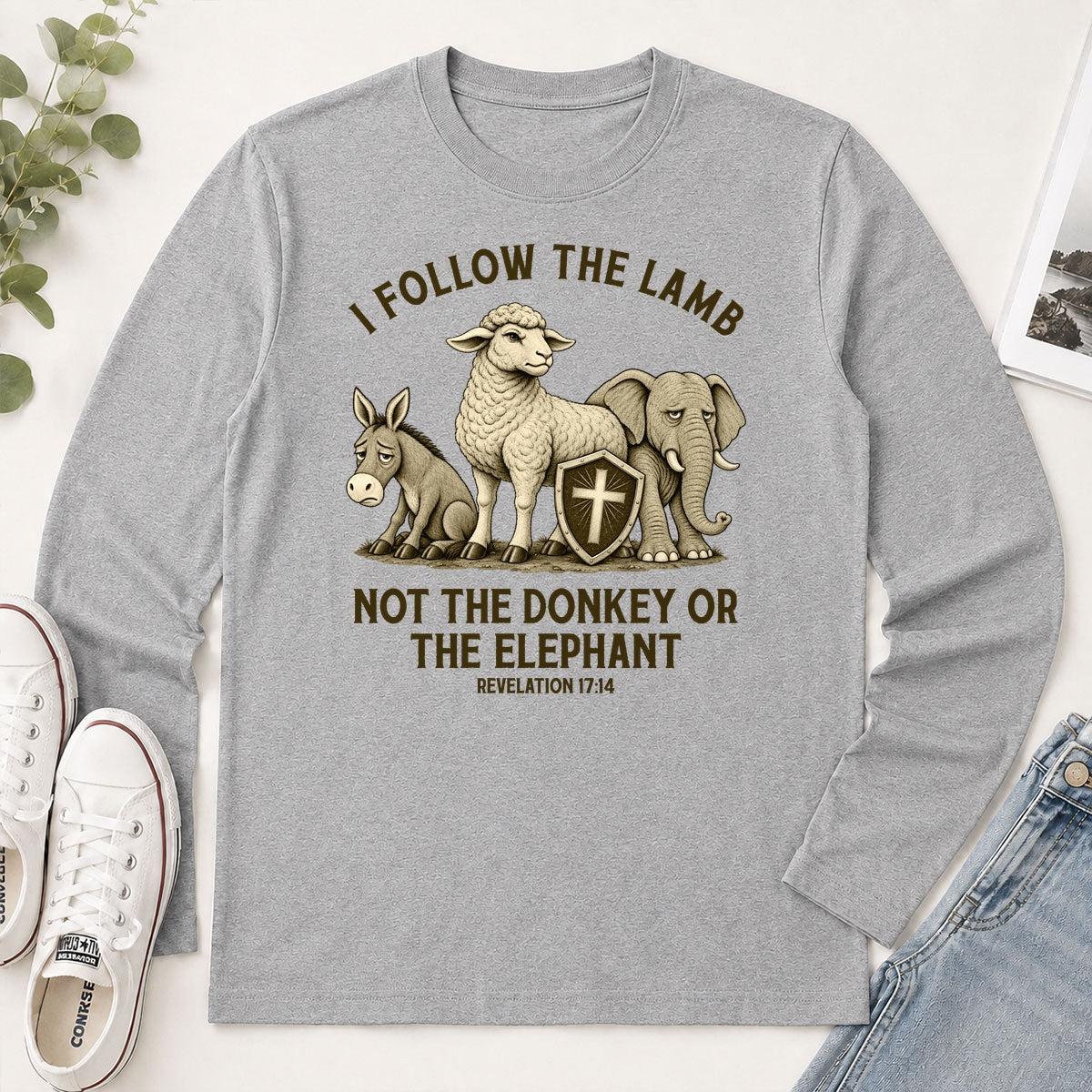I Follow The Lamb Not The Donkey Or The Elephant, Gift For Christian - 2D Unisex Long Sleeve