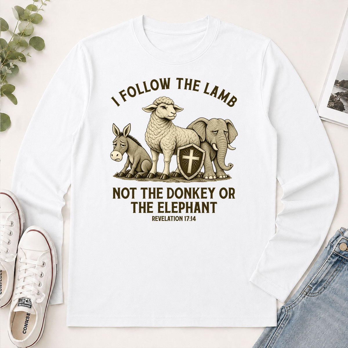 I Follow The Lamb Not The Donkey Or The Elephant, Gift For Christian - 2D Unisex Long Sleeve