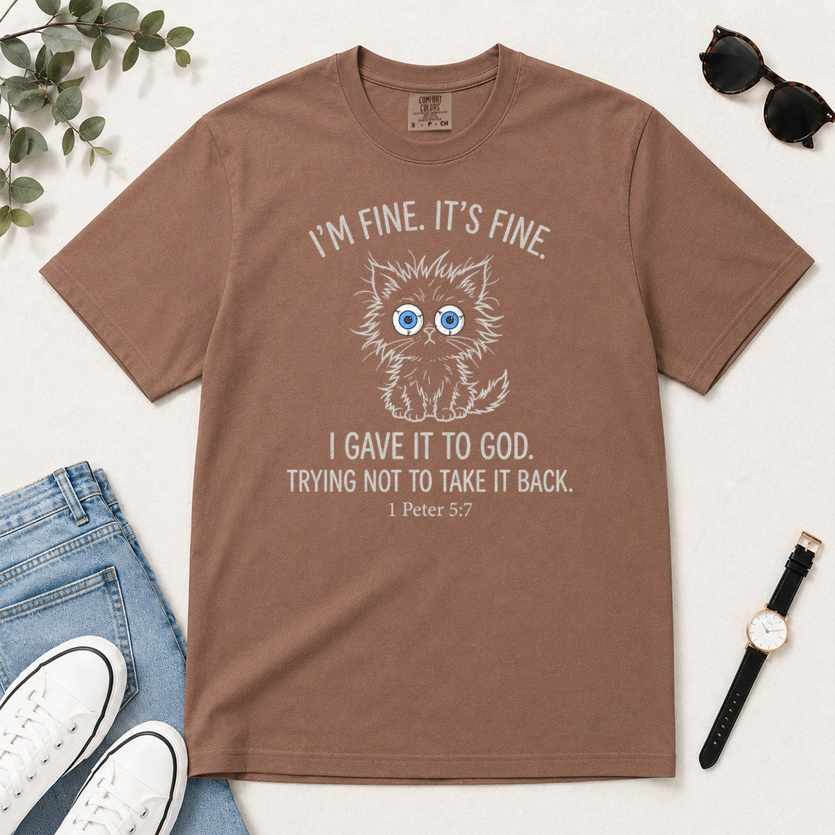 I Gave It To God, Gift For Christian Cat Lovers - 2D Unisex Garment-dyed T-shirt