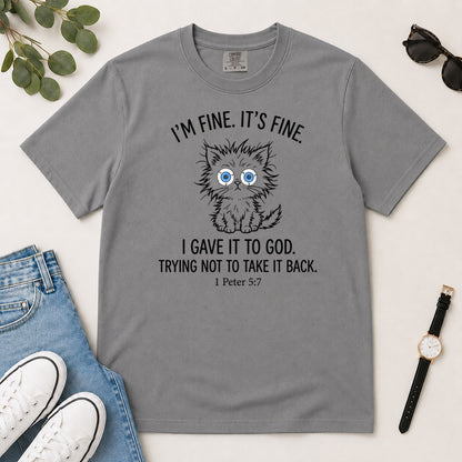 I Gave It To God, Gift For Christian Cat Lovers - 2D Unisex Garment-dyed T-shirt