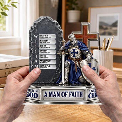 Warrior Of Christ, Gift For Christian Man | Personalized Custom Shaped Acrylic Plaque