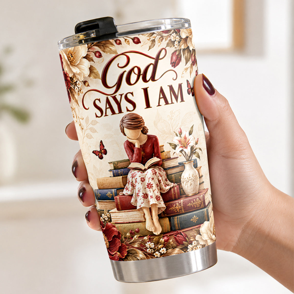 God Says I Am, Gift For Women | Personalized Stainless Steel Tumbler