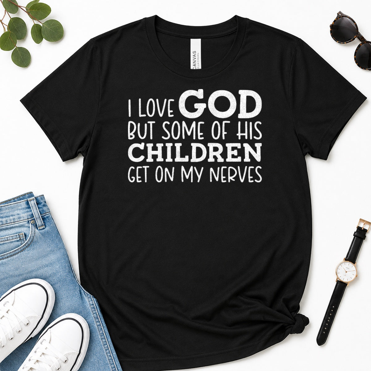 I Love God But Some Of His Children Get On My Nerves, Gift For Christian Teachers - 2D Unisex Premium T-shirt