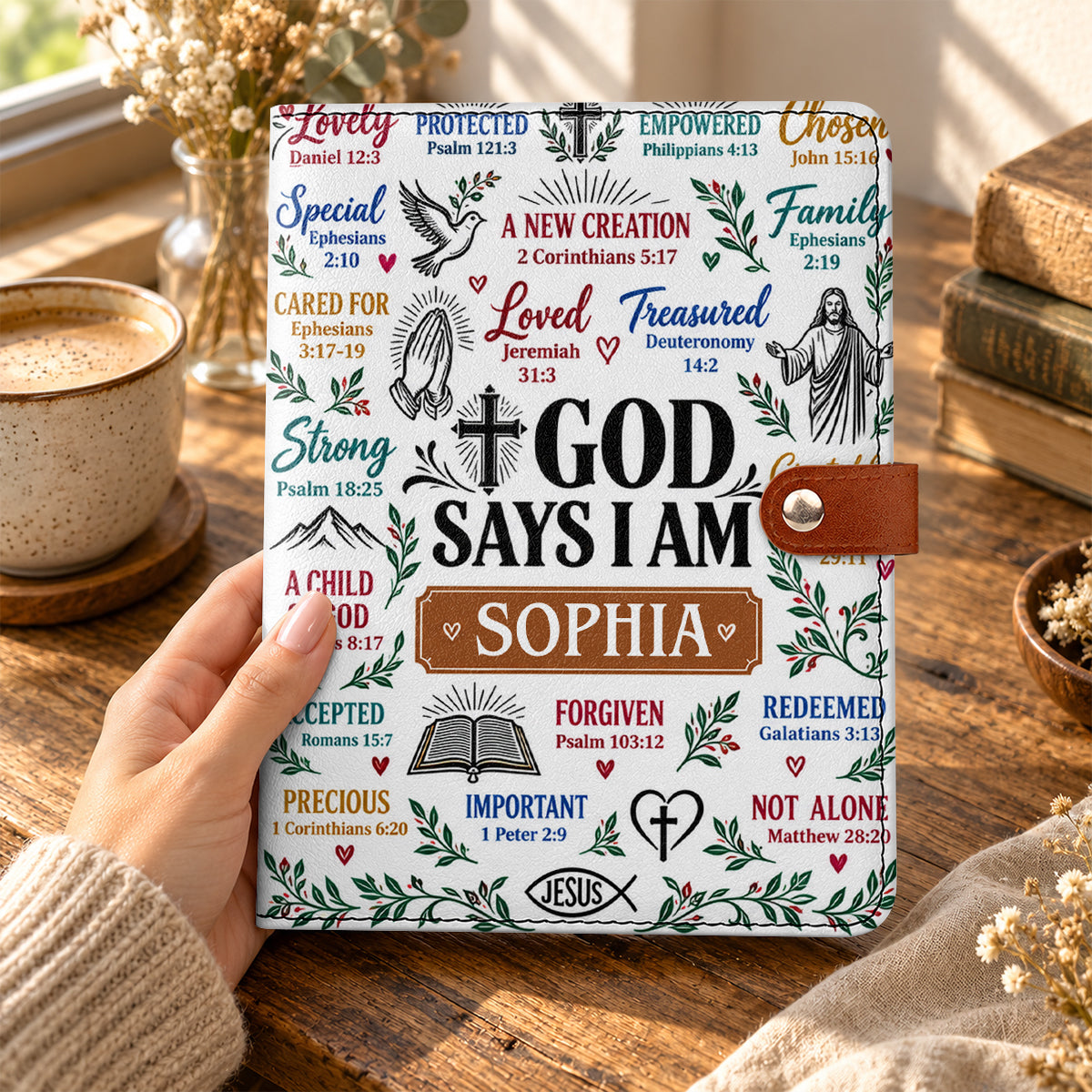 What God Says About You, Gift For Women | Personalized Leather Notebook Cover With Pocket