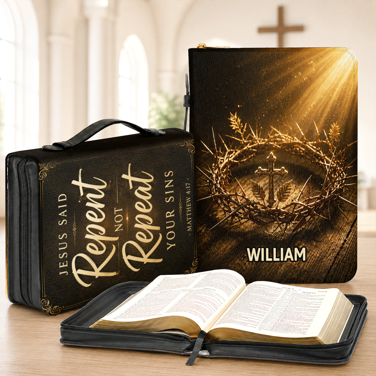 Jesus Said Repent Not Repeat Your Sins, Gift For Men | Personalized Bible Cover