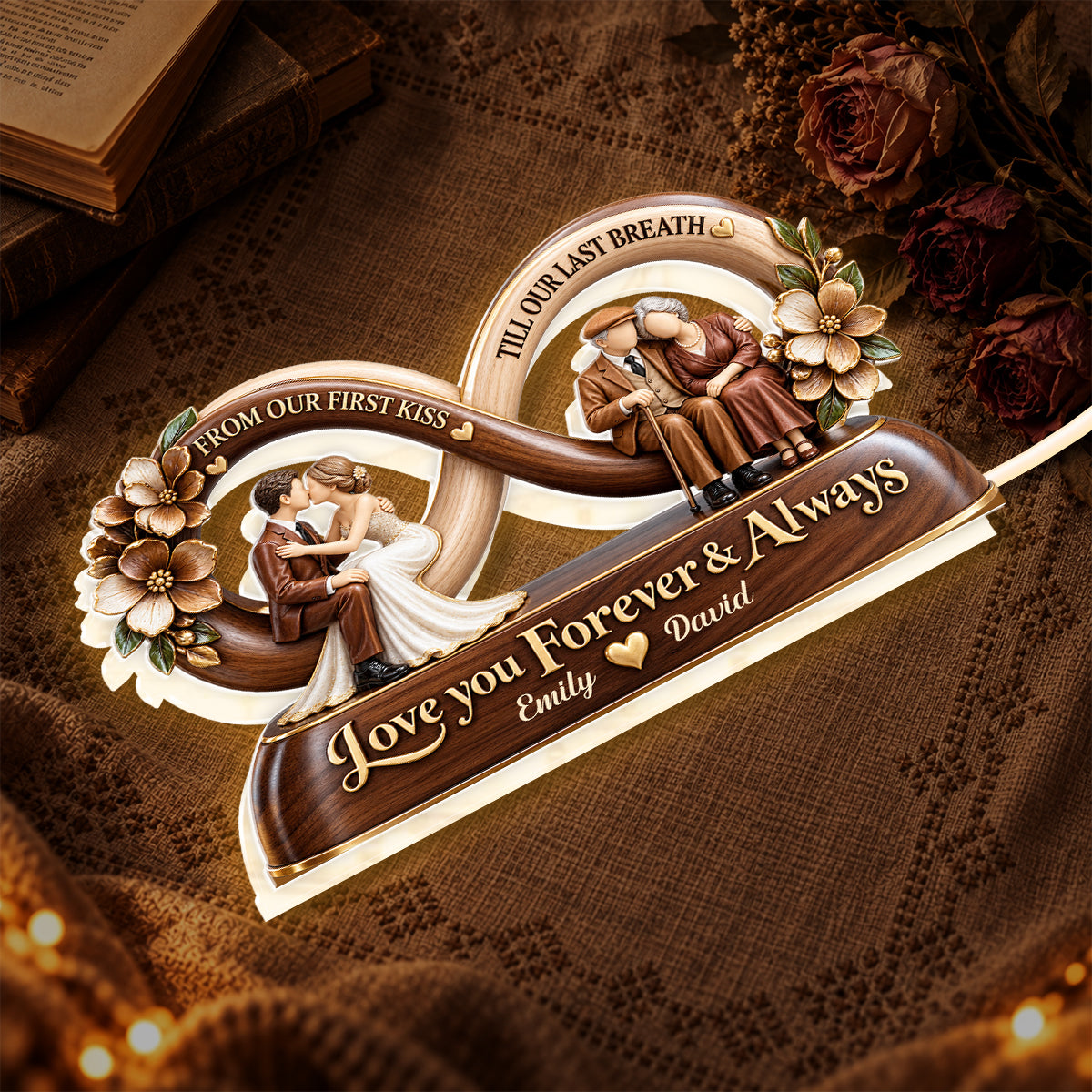 From Our First Kiss Till Our Last Breath, 7Th Year Anniversary Gift | Personalized Light Box