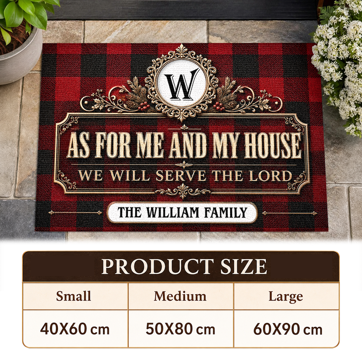 As For Me And My House We Will Serve The Lord, Gift For Family | Personalized Doormat