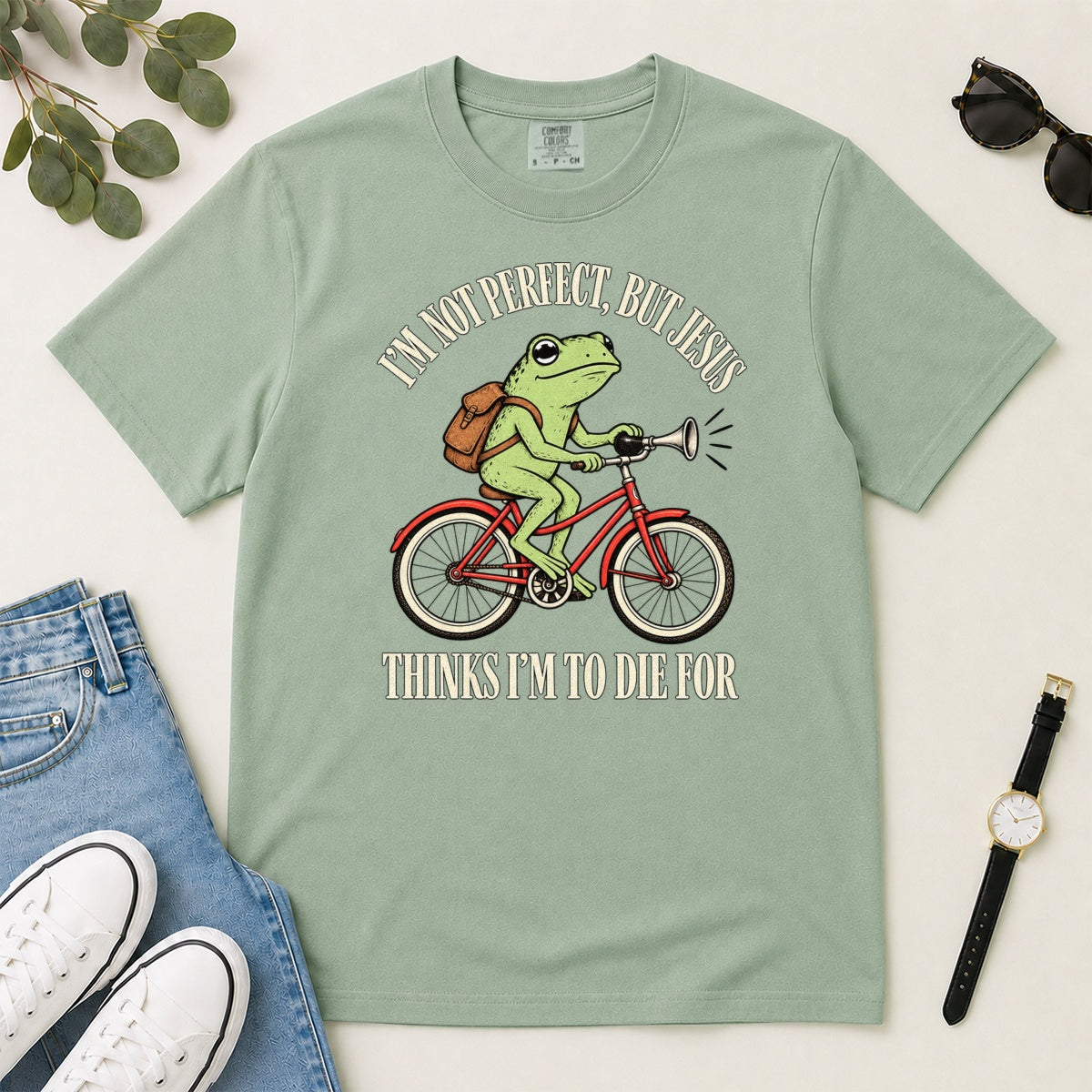 I'm Not Perfect But Jesus Thinks I'm To Die For Frog, Gift For Christian Frog Lovers - 2D Unisex Garment-dyed T-shirt
