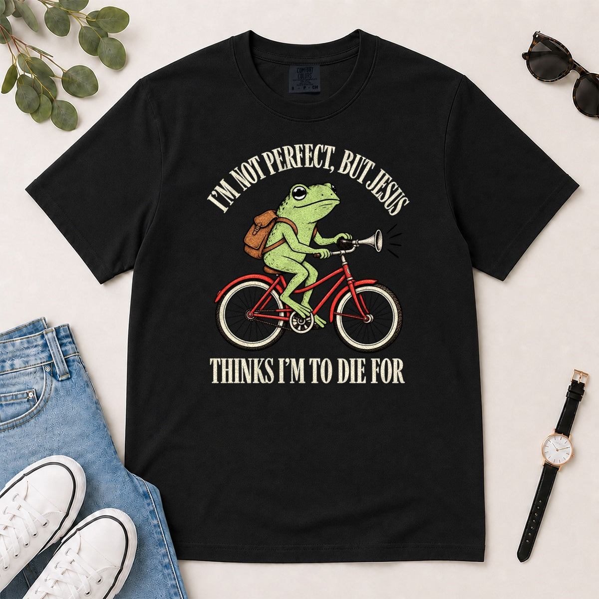 I'm Not Perfect But Jesus Thinks I'm To Die For Frog, Gift For Christian Frog Lovers - 2D Unisex Garment-dyed T-shirt