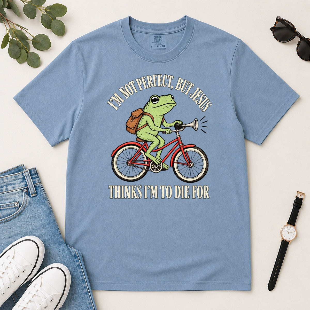 I'm Not Perfect But Jesus Thinks I'm To Die For Frog, Gift For Christian Frog Lovers - 2D Unisex Garment-dyed T-shirt