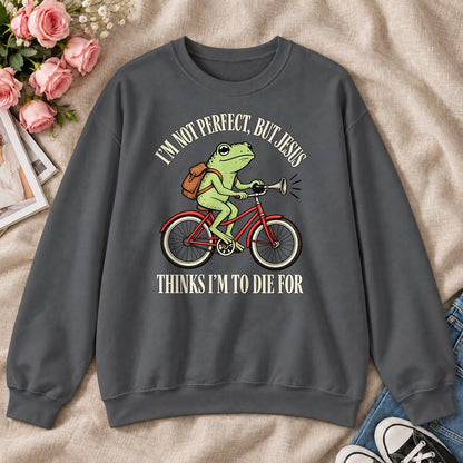 I'm Not Perfect But Jesus Thinks I'm To Die For Frog, Gift For Christian Frog Lovers - 2D Unisex Sweatshirt
