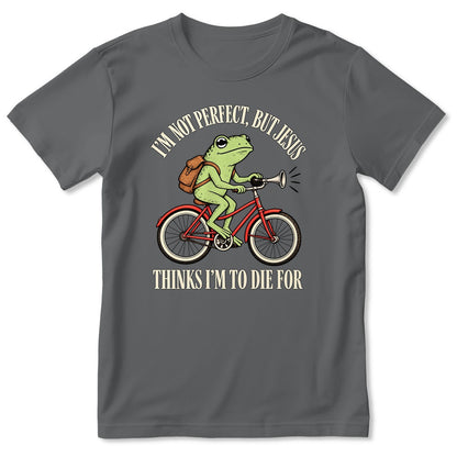 I'm Not Perfect But Jesus Thinks I'm To Die For Frog Riding Bicycle, Gift For Christian - 2D Unisex T-shirt