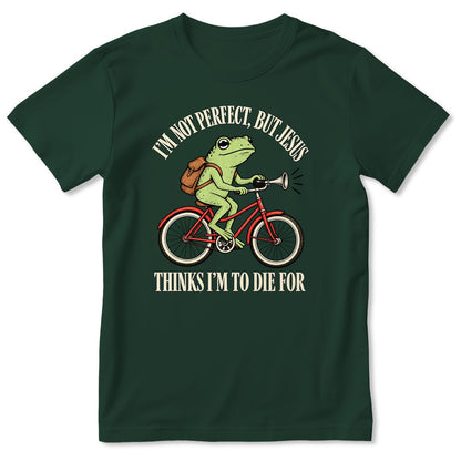 I'm Not Perfect But Jesus Thinks I'm To Die For Frog Riding Bicycle, Gift For Christian - 2D Unisex T-shirt