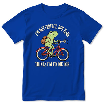 I'm Not Perfect But Jesus Thinks I'm To Die For Frog Riding Bicycle, Gift For Christian - 2D Unisex T-shirt