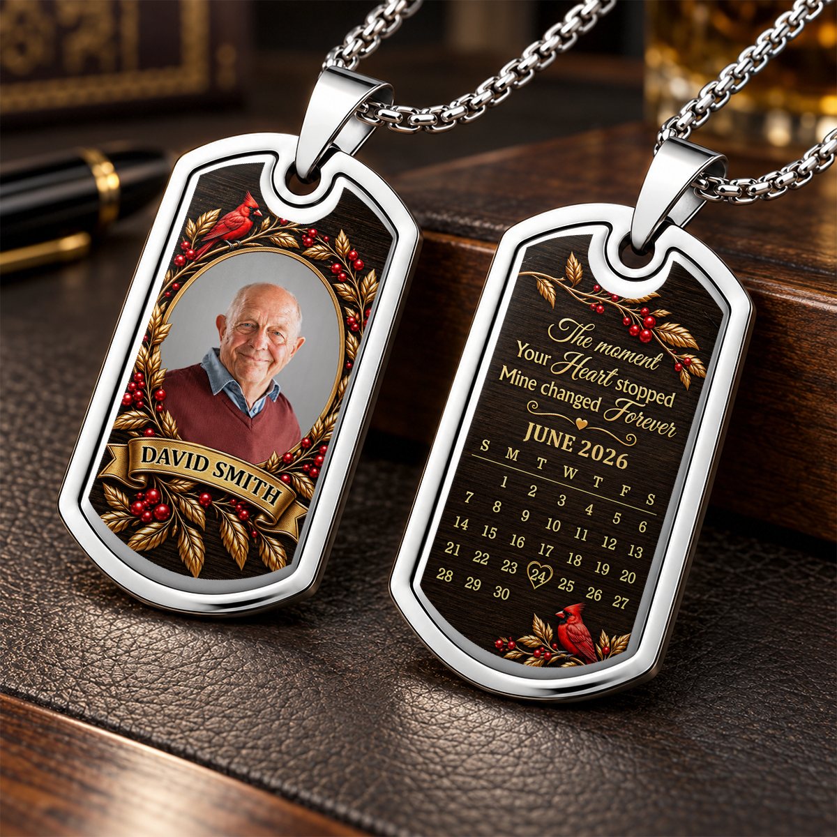 The Moment Your Heart Stopped, Human Memorial Gift | Personalized Dog Tag Necklace