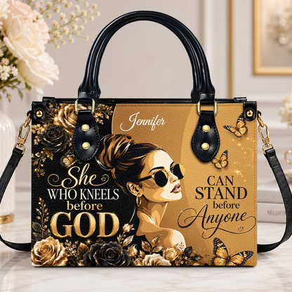 She Who Kneels Before God, Gift For Her | Personalized Leather Handbag