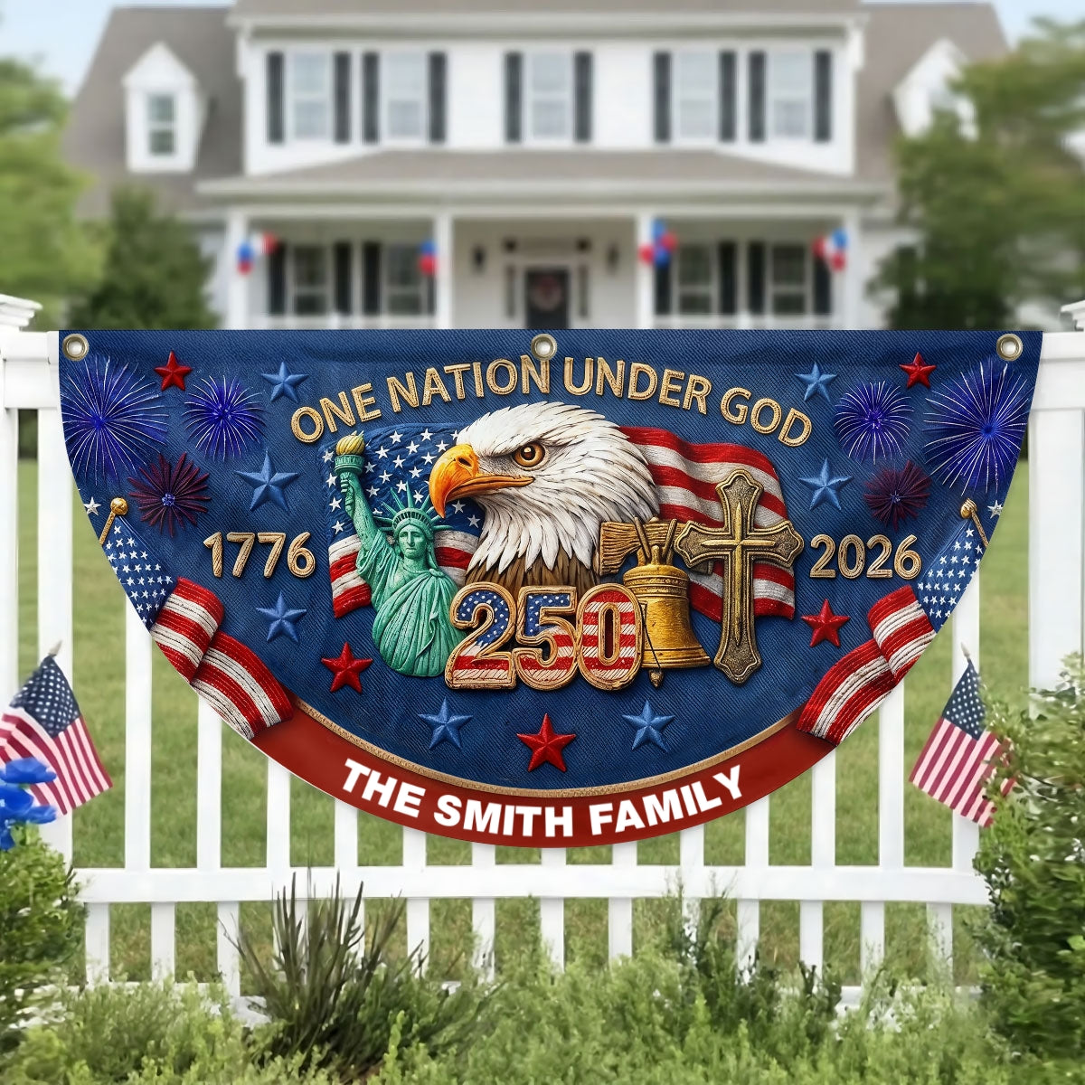 One Nation Under God - Personalized Non-Pleated Fan Flag