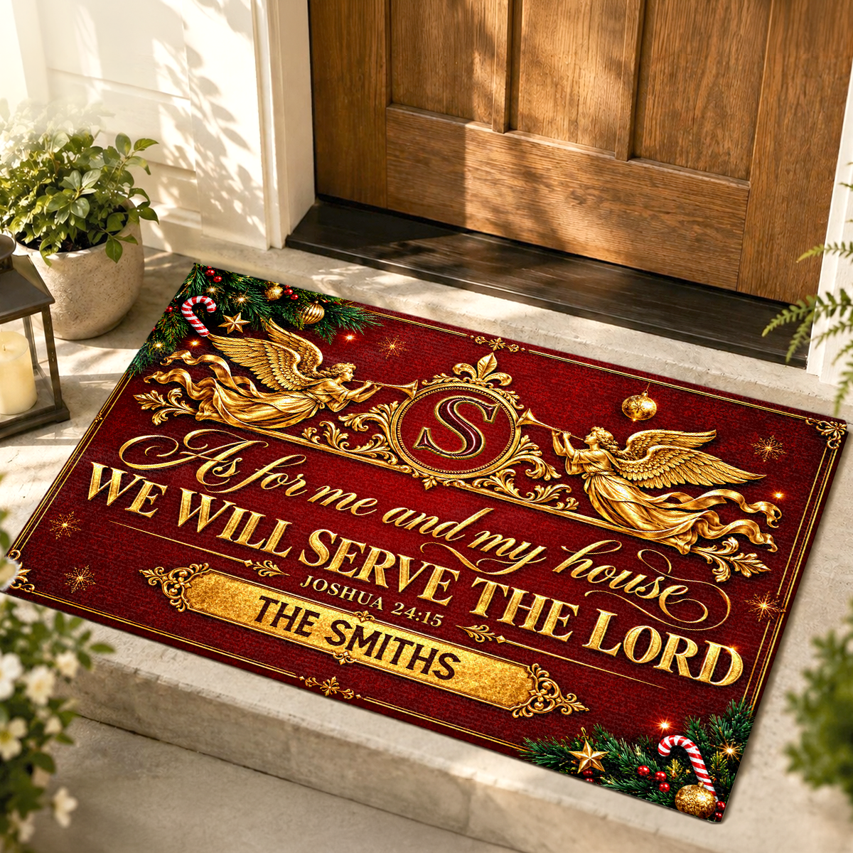 As For Me And My House We Will Serve The Lord, Gift For Family | Personalized Doormat