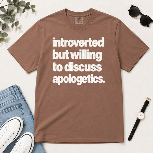 Introverted But Willing To Discuss Apologetics, Gift For Christian Introverts - 2D Unisex Garment-dyed T-shirt