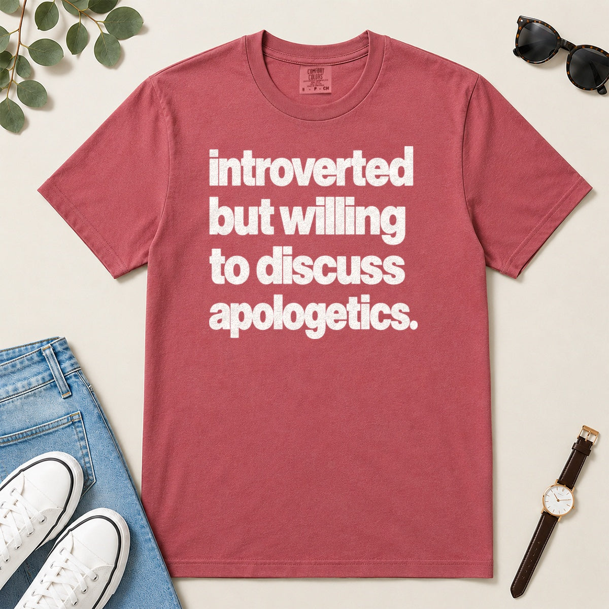 Introverted But Willing To Discuss Apologetics, Gift For Christian Introverts - 2D Unisex Garment-dyed T-shirt