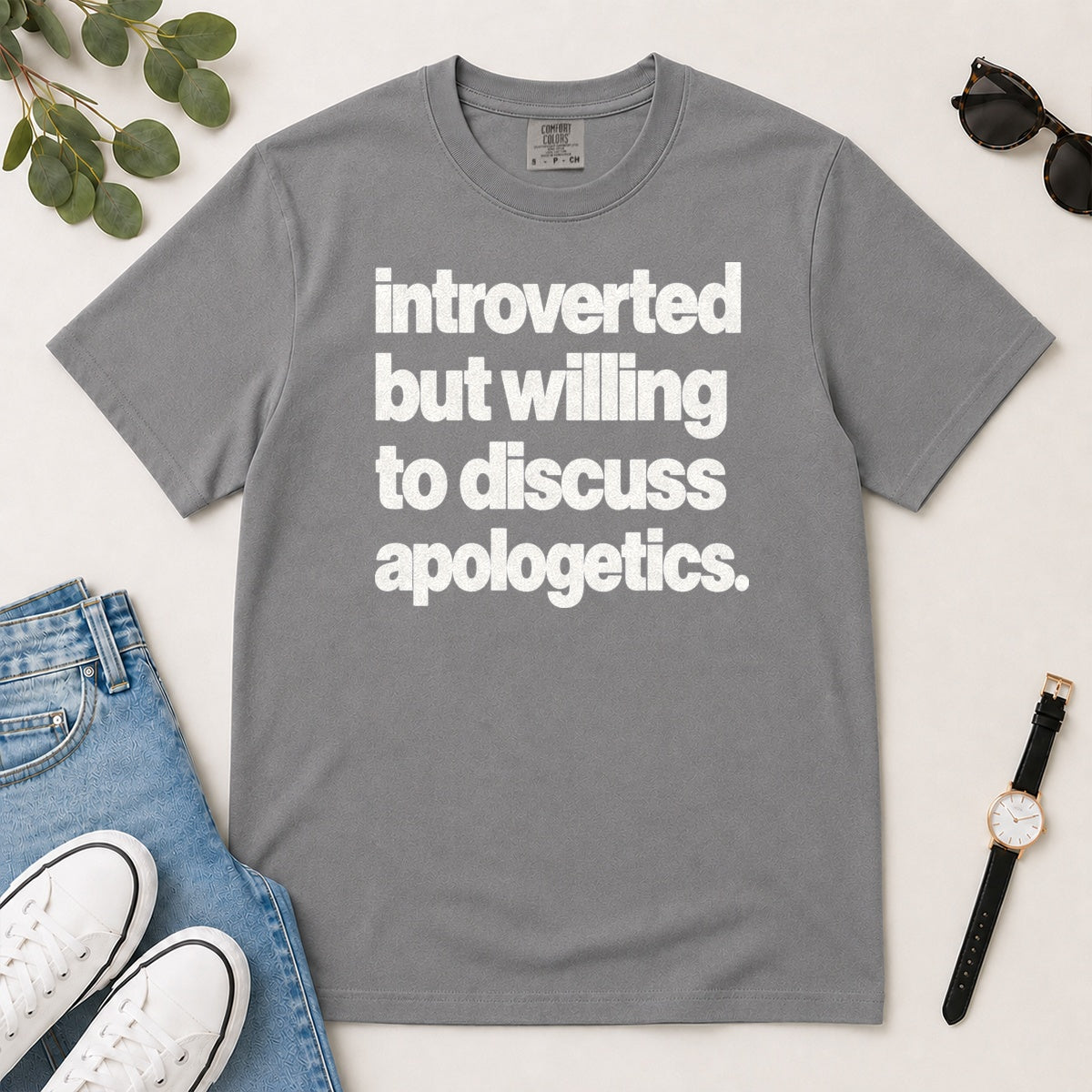 Introverted But Willing To Discuss Apologetics, Gift For Christian Introverts - 2D Unisex Garment-dyed T-shirt