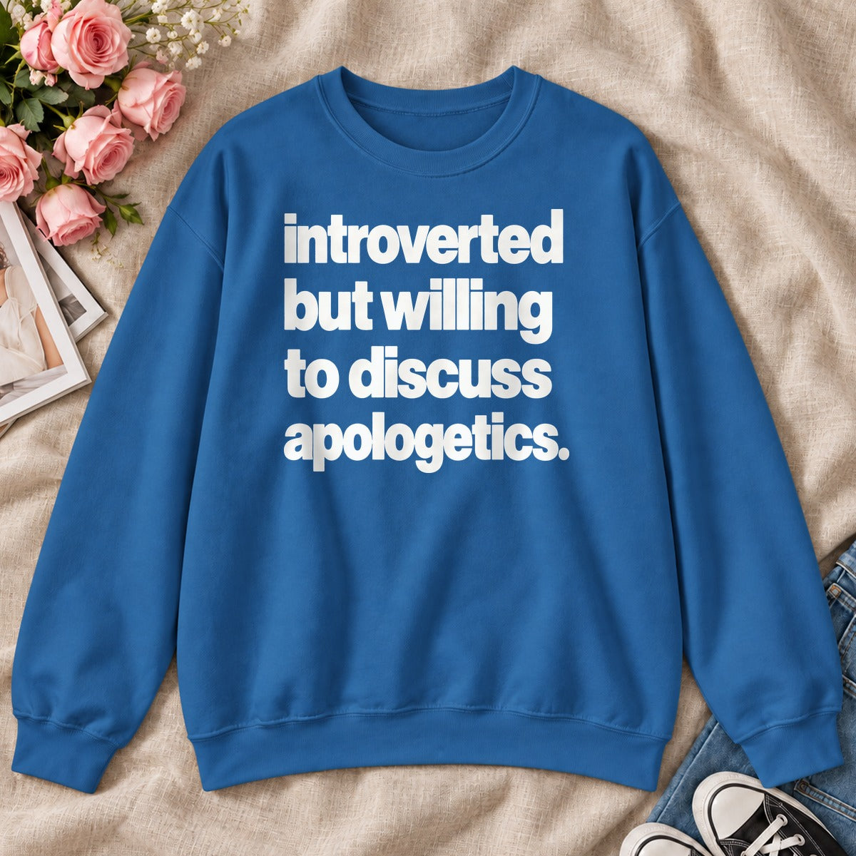 Introverted But Willing To Discuss Apologetics, Gift For Theology Nerds - 2D Unisex Sweatshirt