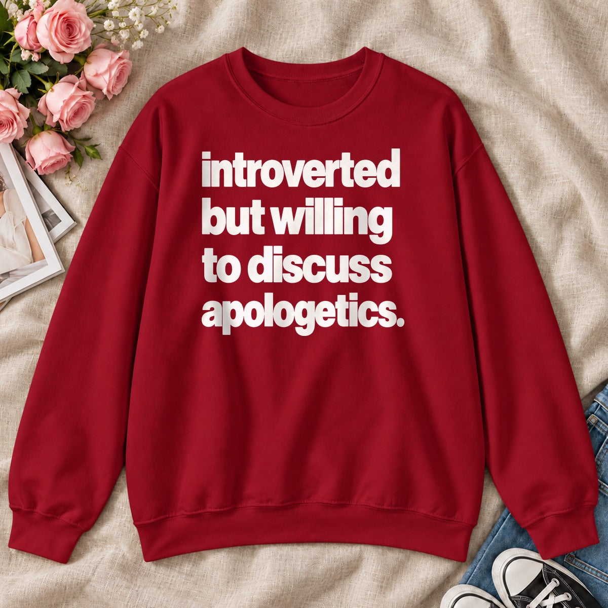 Introverted But Willing To Discuss Apologetics, Gift For Theology Nerds - 2D Unisex Sweatshirt