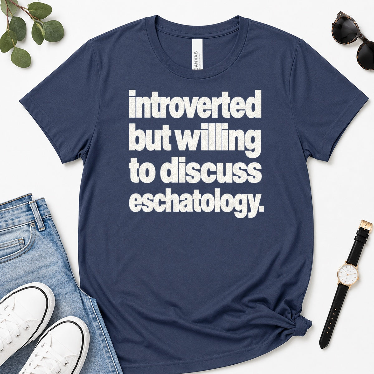Introverted But Willing To Discuss Eschatology, Gift For Christian Introverts - 2D Unisex Premium T-shirt