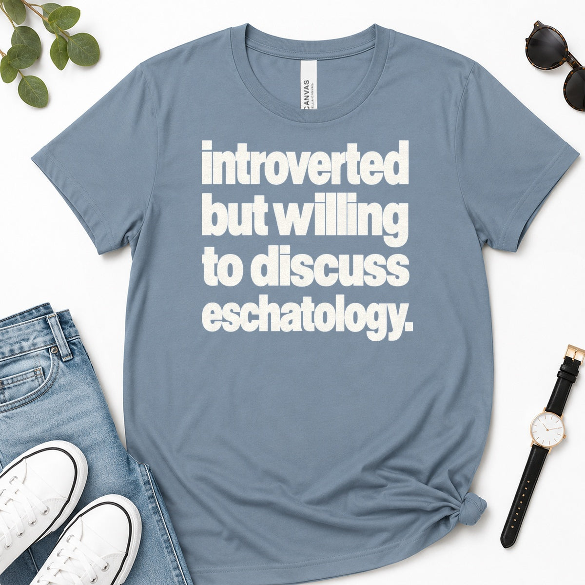 Introverted But Willing To Discuss Eschatology, Gift For Christian Introverts - 2D Unisex Premium T-shirt