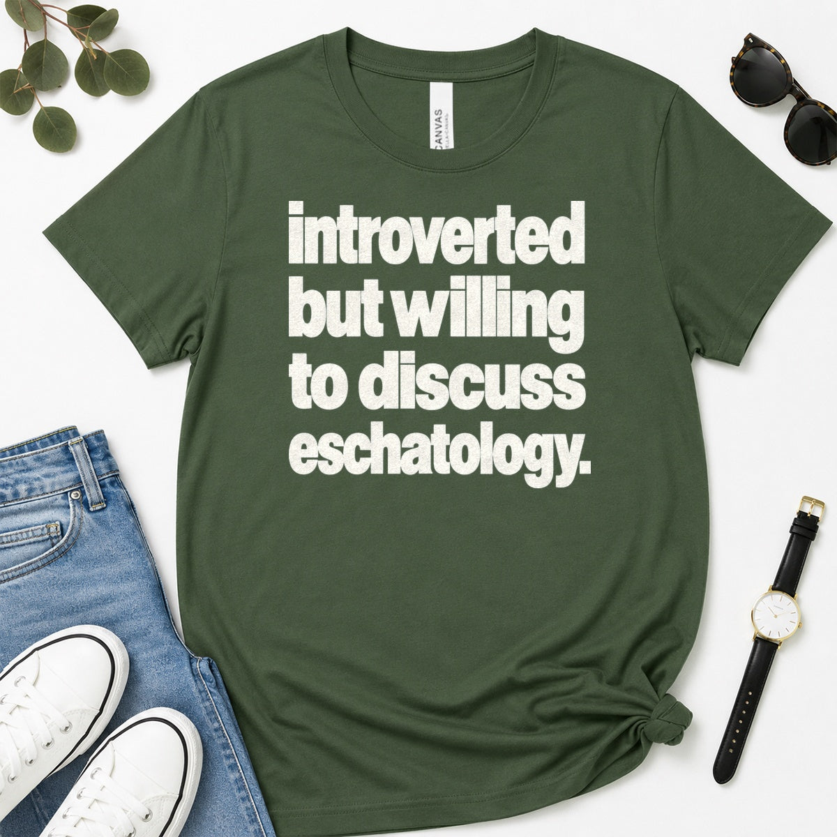 Introverted But Willing To Discuss Eschatology, Gift For Christian Introverts - 2D Unisex Premium T-shirt