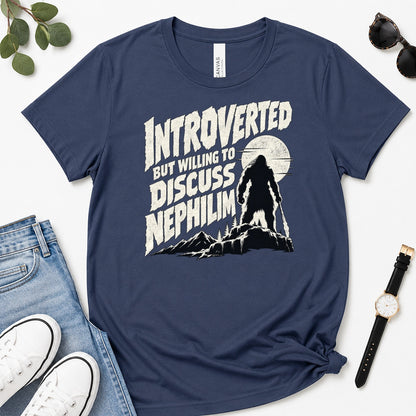 Introverted But Willing To Discuss Nephilim, Gift For Christian Introverts - 2D Unisex Premium T-shirt