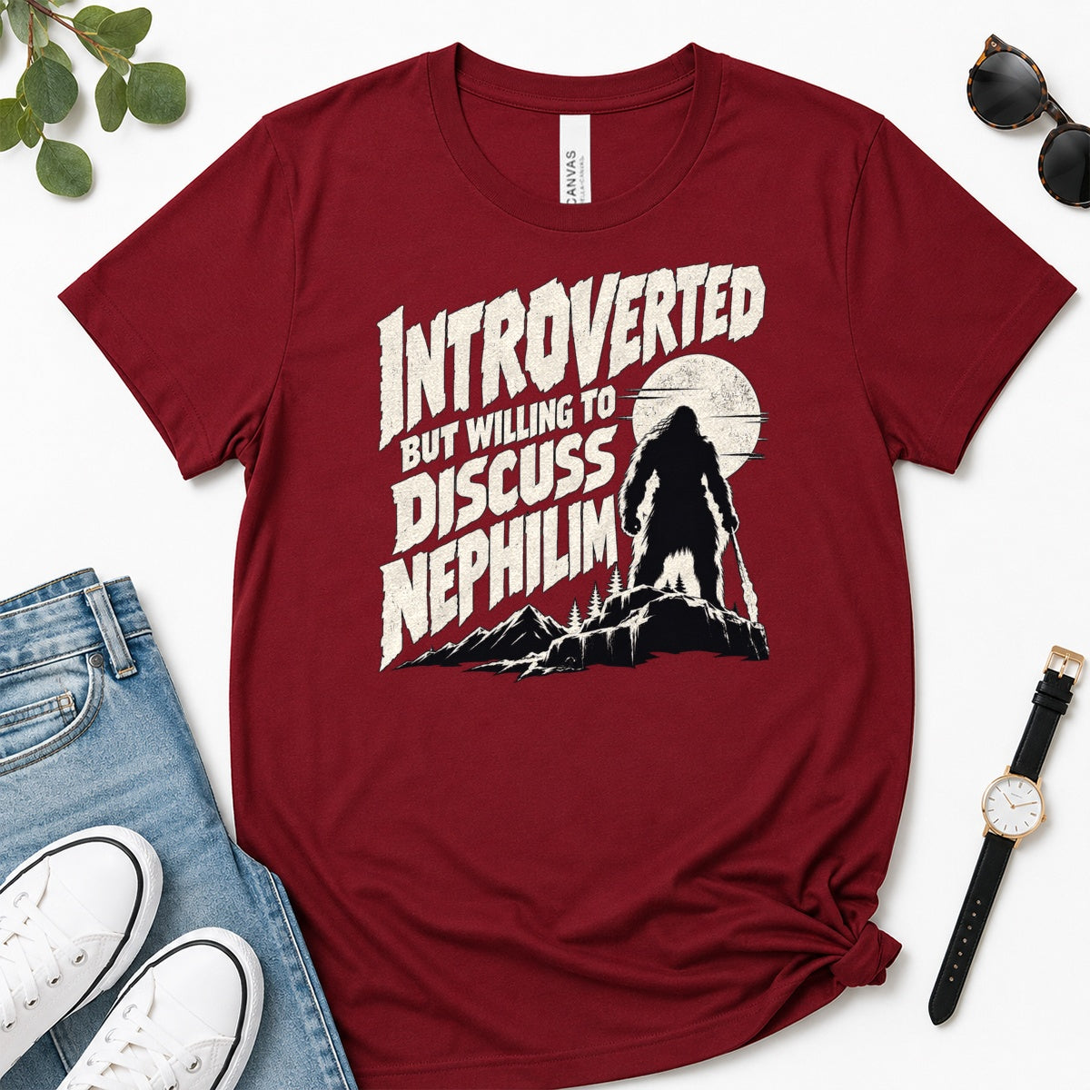 Introverted But Willing To Discuss Nephilim, Gift For Christian Introverts - 2D Unisex Premium T-shirt