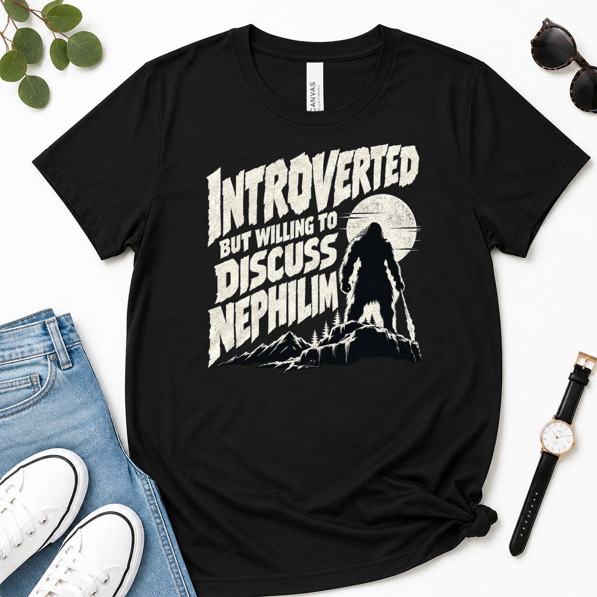 Introverted But Willing To Discuss Nephilim, Gift For Christian Introverts - 2D Unisex Premium T-shirt