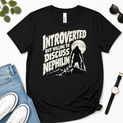 Introverted But Willing To Discuss Nephilim, Gift For Christian Introverts - 2D Unisex Premium T-shirt