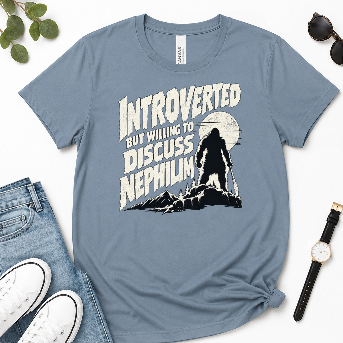 Introverted But Willing To Discuss Nephilim, Gift For Christian Introverts - 2D Unisex Premium T-shirt