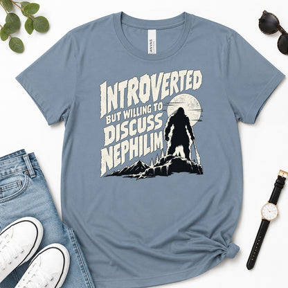 Introverted But Willing To Discuss Nephilim, Gift For Christian Introverts - 2D Unisex Premium T-shirt