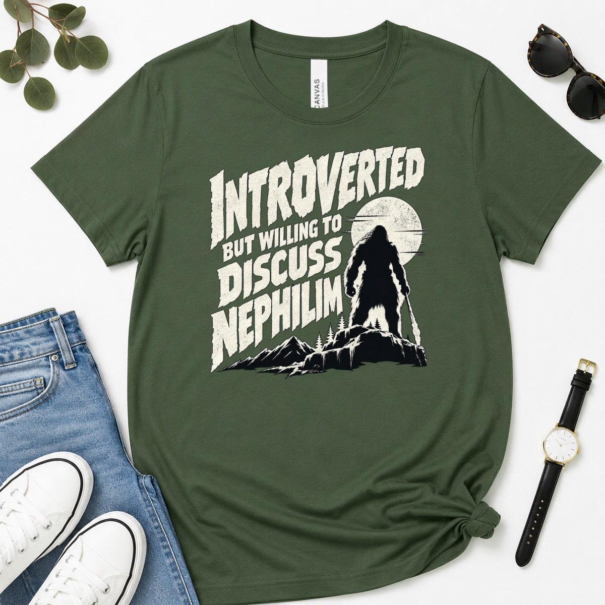 Introverted But Willing To Discuss Nephilim, Gift For Christian Introverts - 2D Unisex Premium T-shirt
