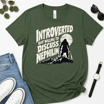 Introverted But Willing To Discuss Nephilim, Gift For Christian Introverts - 2D Unisex Premium T-shirt