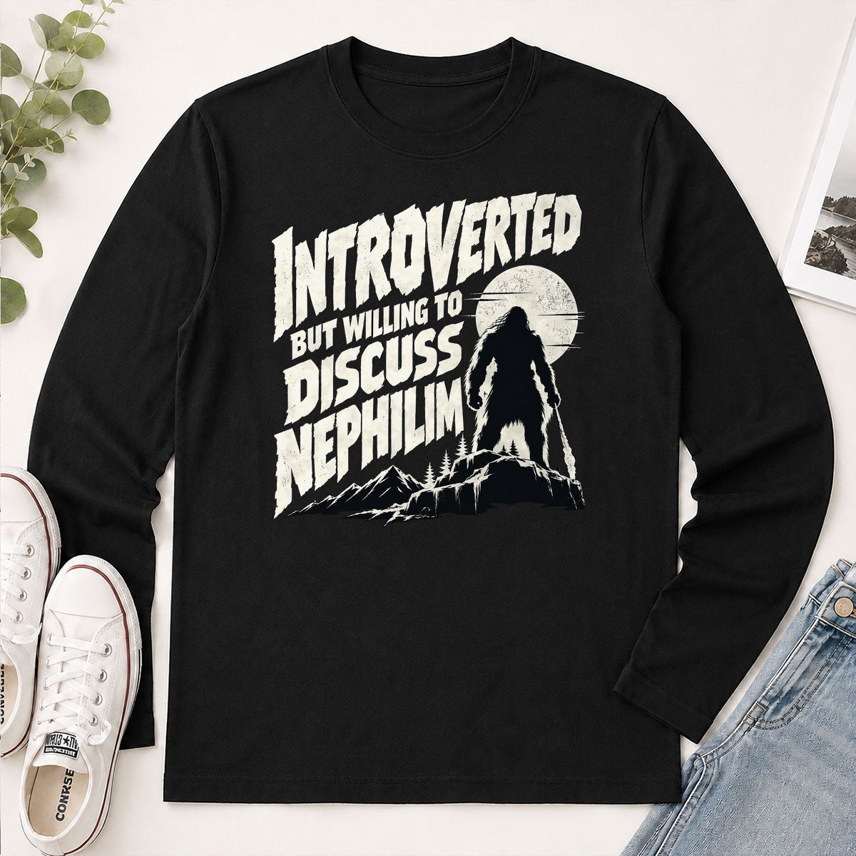 Introverted But Willing To Discuss Nephilim, Gift For Christian Introverts - 2D Unisex Long Sleeve