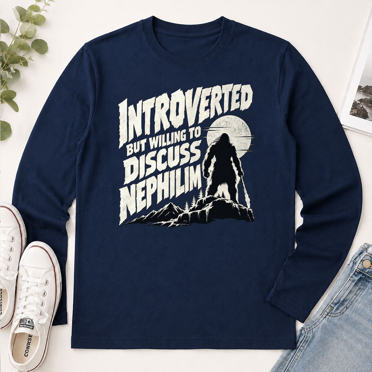 Introverted But Willing To Discuss Nephilim, Gift For Christian Introverts - 2D Unisex Long Sleeve