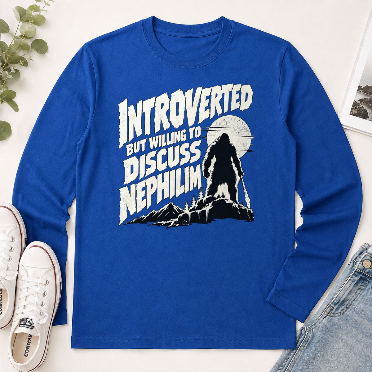 Introverted But Willing To Discuss Nephilim, Gift For Christian Introverts - 2D Unisex Long Sleeve