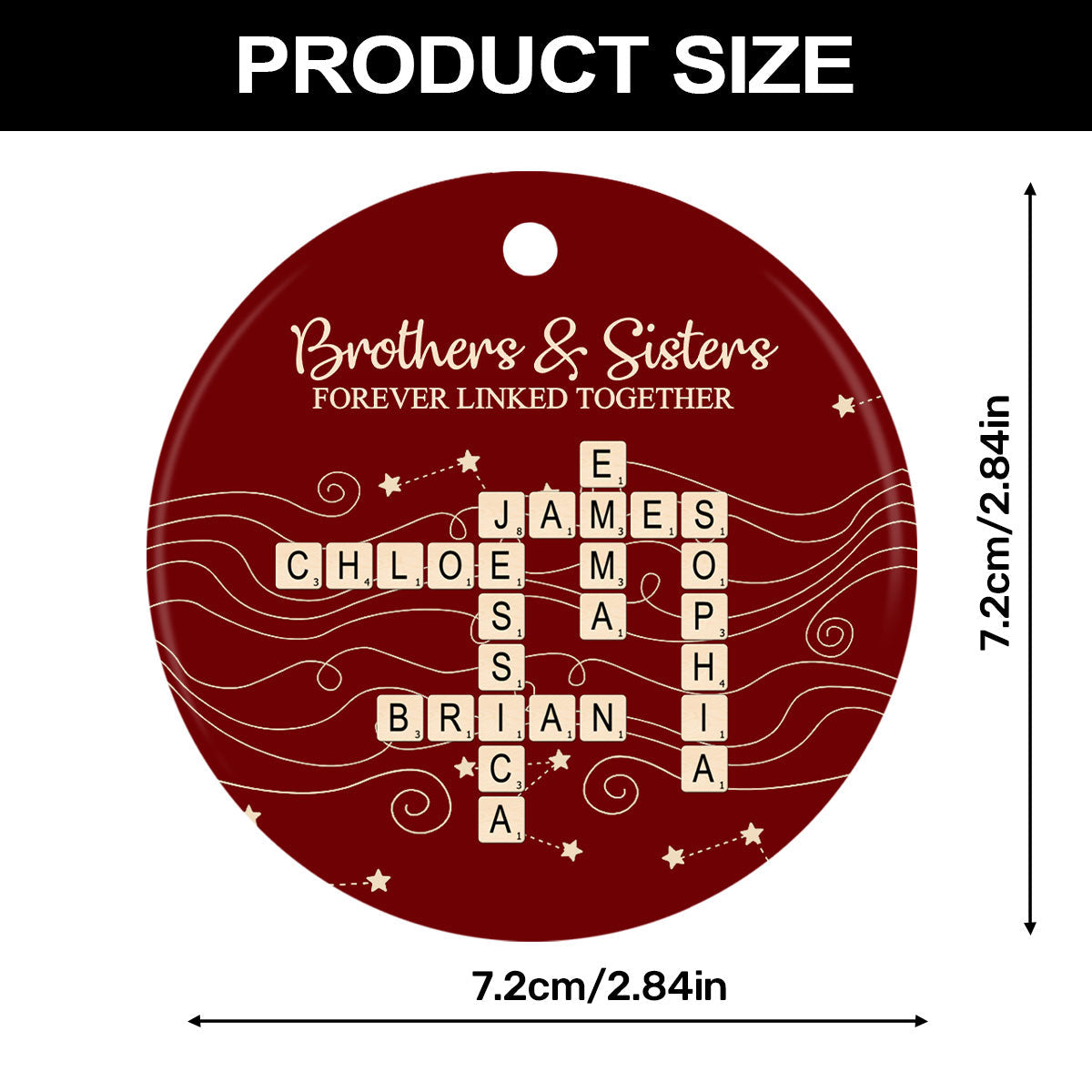 Brothers & Sisters Forever Linked Together, Sibling Gift | Personalized Round Shaped Ceramic Ornament