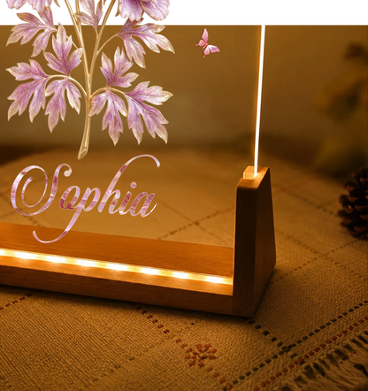 Beautiful Birth Month Flowers, Gift For Her | Personalized Night Light