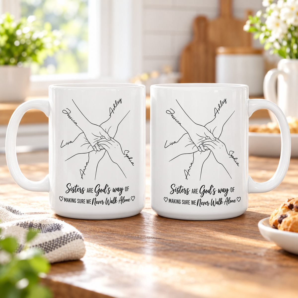 Sisters Are God's Way, Gift For Sister In Christ | Personalized Ceramic Coffee Mug