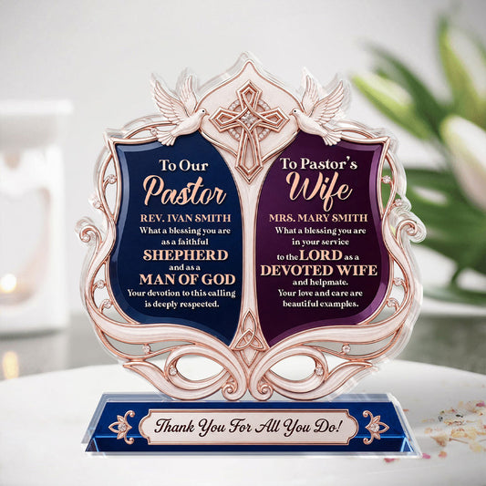 To Our Pastor And Pastor's Wife, Gift For Pastor and Pastor's Wife | Personalized Custom Shaped Acrylic Plaque