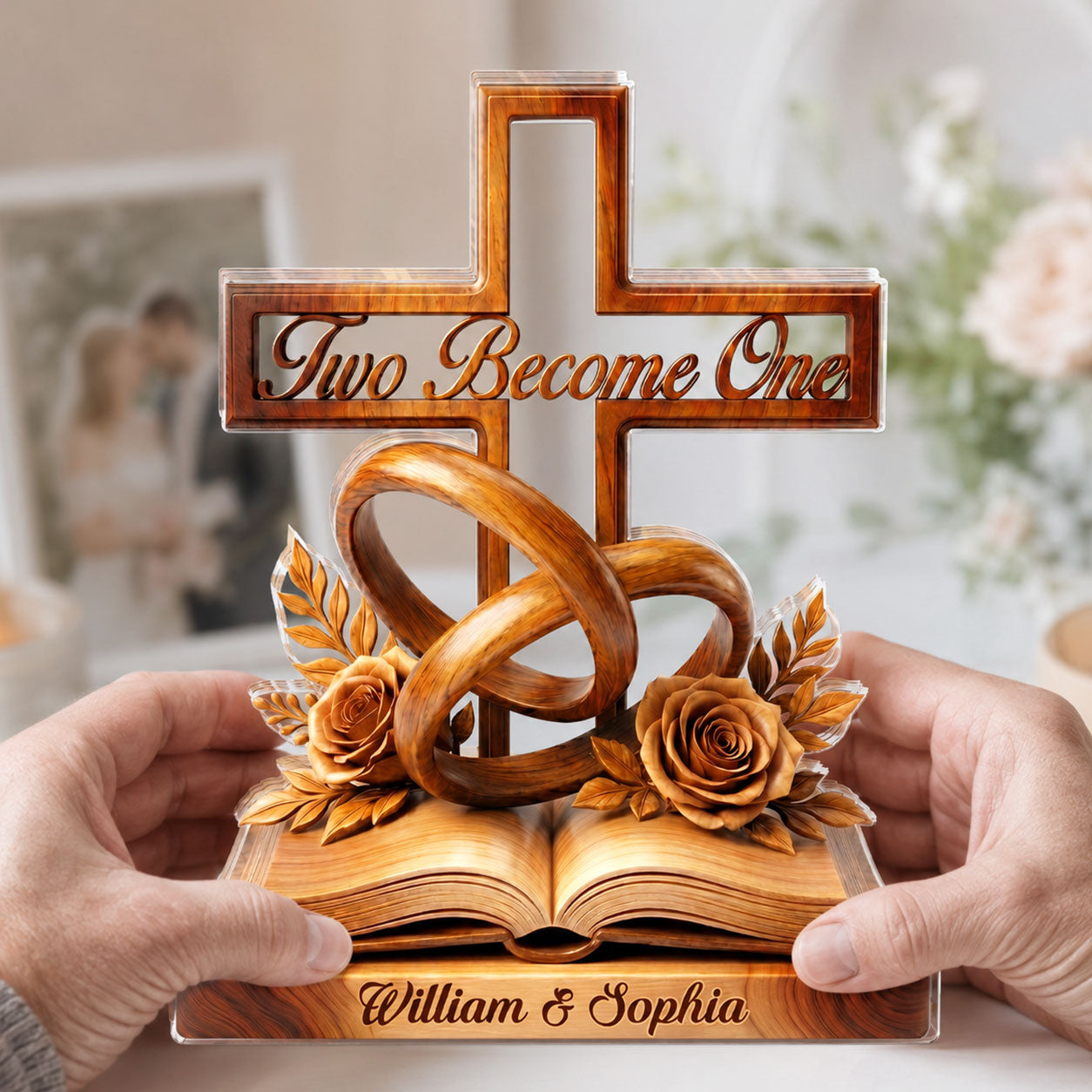Where Two Hearts Become One, Wedding Gift For Couple | Personalized Custom Shaped Acrylic Plaque